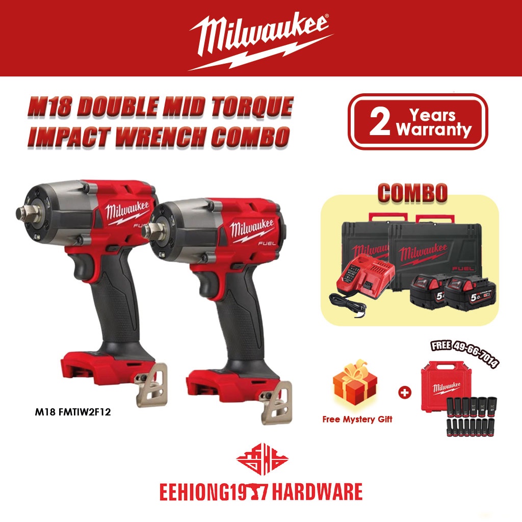 MILWAUKEE M18 Double Mid Torque Impact Wrench FREE Deep Socket Set ...