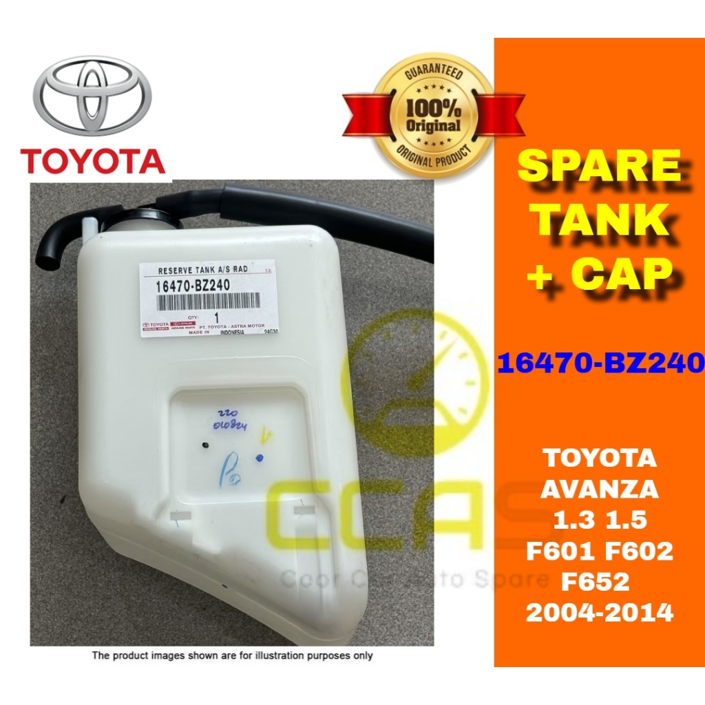100% ORI TOYOTA RADIATOR SPARE TANK + CAP TOYOTA AVANZA 1.3 1.5 F601 ...