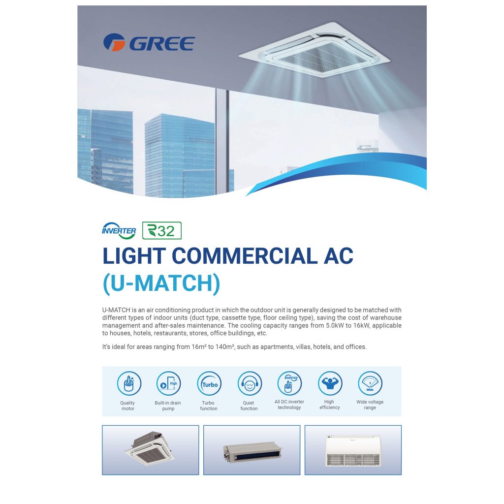 GREE R32 INVERTER Ceiling Cassette Air Conditioner Aircond | Shopee ...