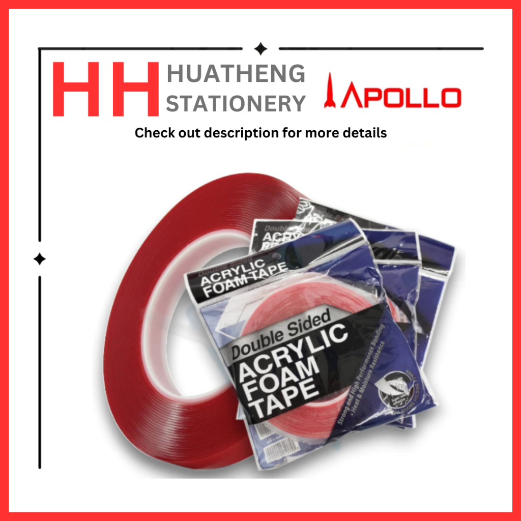 (100% Original)APOLLO Double Sided Acrylic Foam Tape - 10mm, 15mm 20mm ...