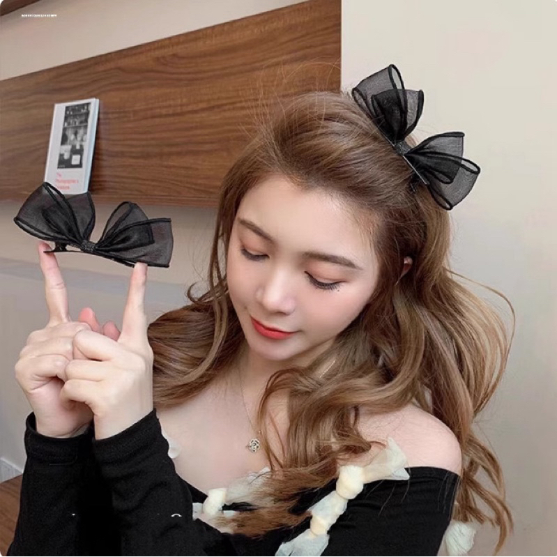 Side Black Lace Ribbon Hair Clips Half Ribbon hair accessories pin ...