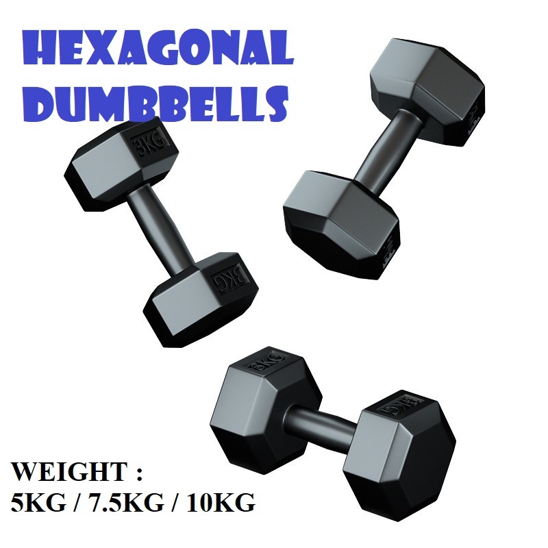 Hexagonal dumbbell 5KG/7.5KG/10kg Set Dumbells for Sport Gym Fitness ...