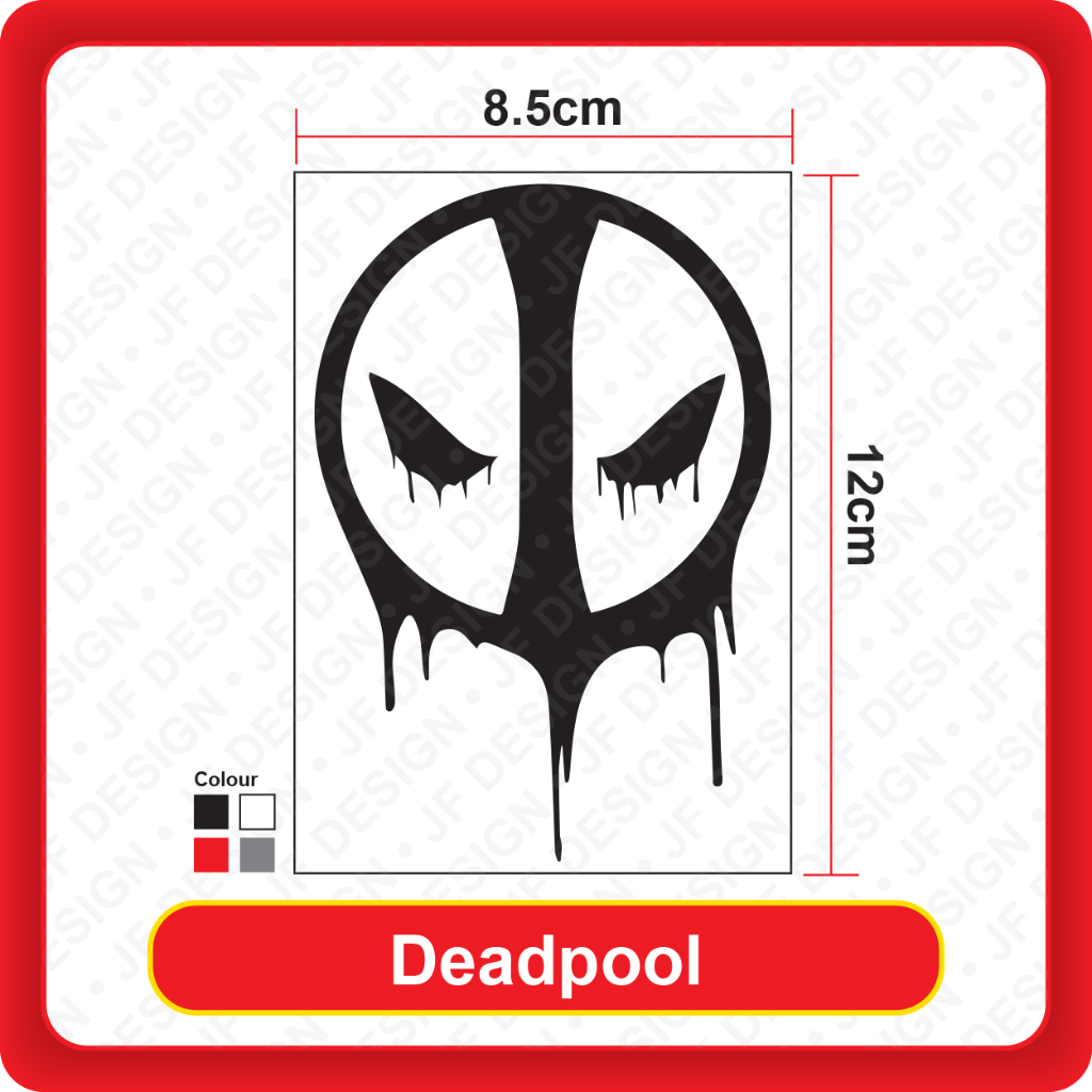 [142]Quality Car Sticker Deadpool [8.5cm x 12cm][Sticker Cutting][Black ...