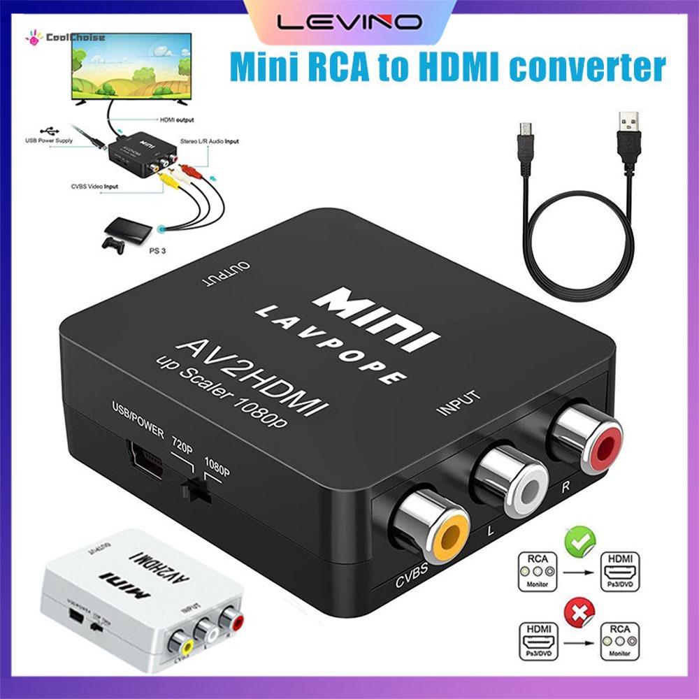 AV to HD Converter 1080P Mini RCA Composite CVBS Video Audio Converter ...