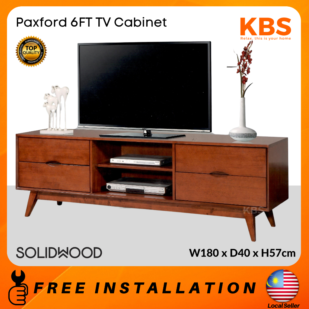 (FREE Installation+Delivery) KBS Paxford 6FT TV Cabinet / Solid Wood ...
