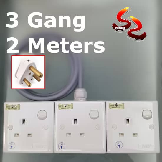 3 Meters 15A to 13A Multi Way Heavy Duty Trailing Power Extension ...