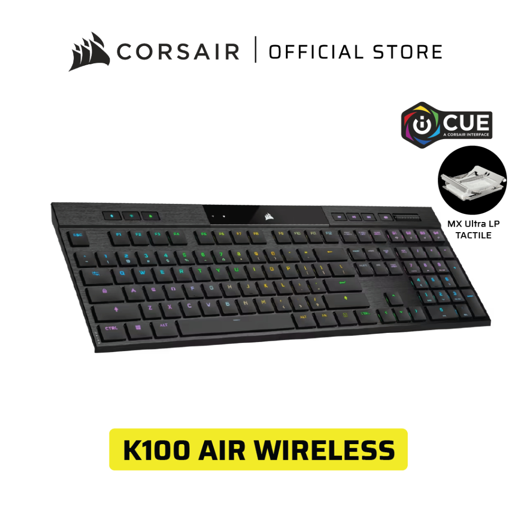 CORSAIR K100 Air Wireless Slipstream/Bluetooth/Wired USB RGB iCUE Ultra ...