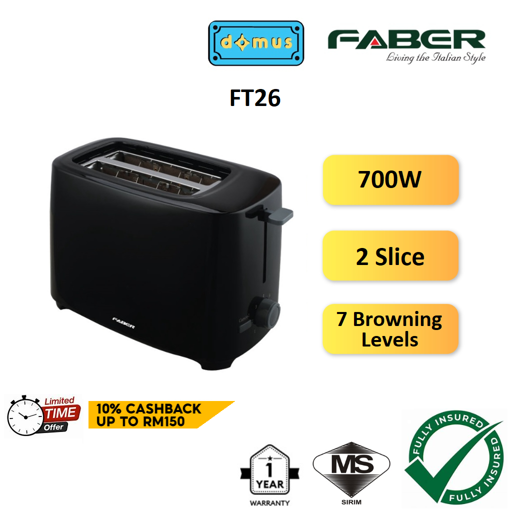 Faber 2 Slices Bread Toaster 700W Pembakar Roti Murah Berkualiti 烤面包机 ...