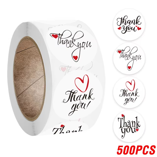 500pcs/roll Thank You Sticker Seal Label Scrapbook Round Circle Food ...