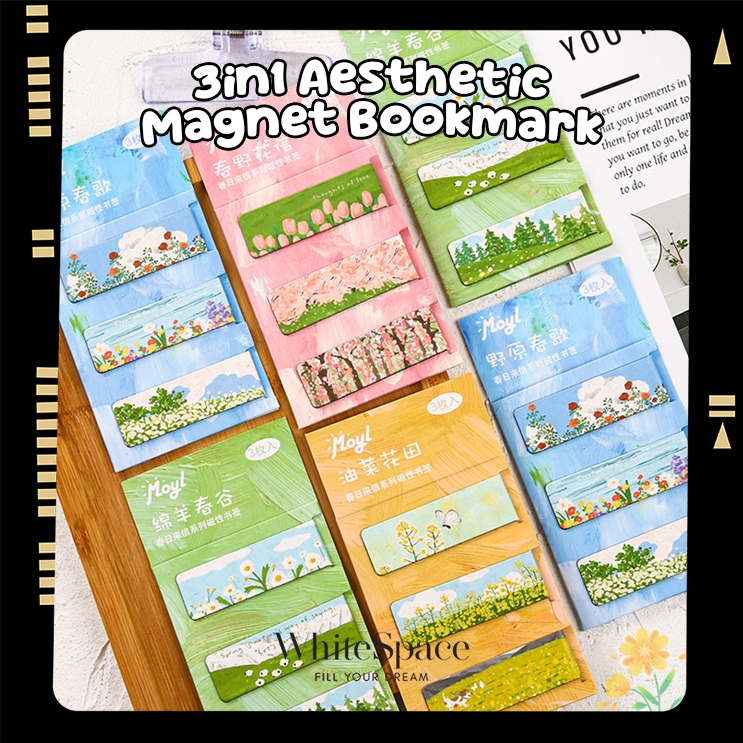 Whitespace 3in1 Floral Magnet Bookmark Flower Pattern Magnetic Bookmark ...