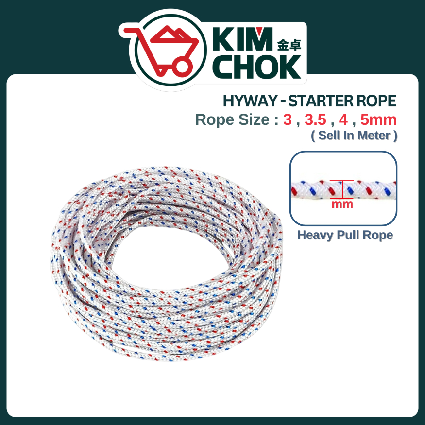 HYWAY Starter Rope (3mm, 3.5mm, 4mm, 5mm) Sell in Meter | Nylon Tali ...