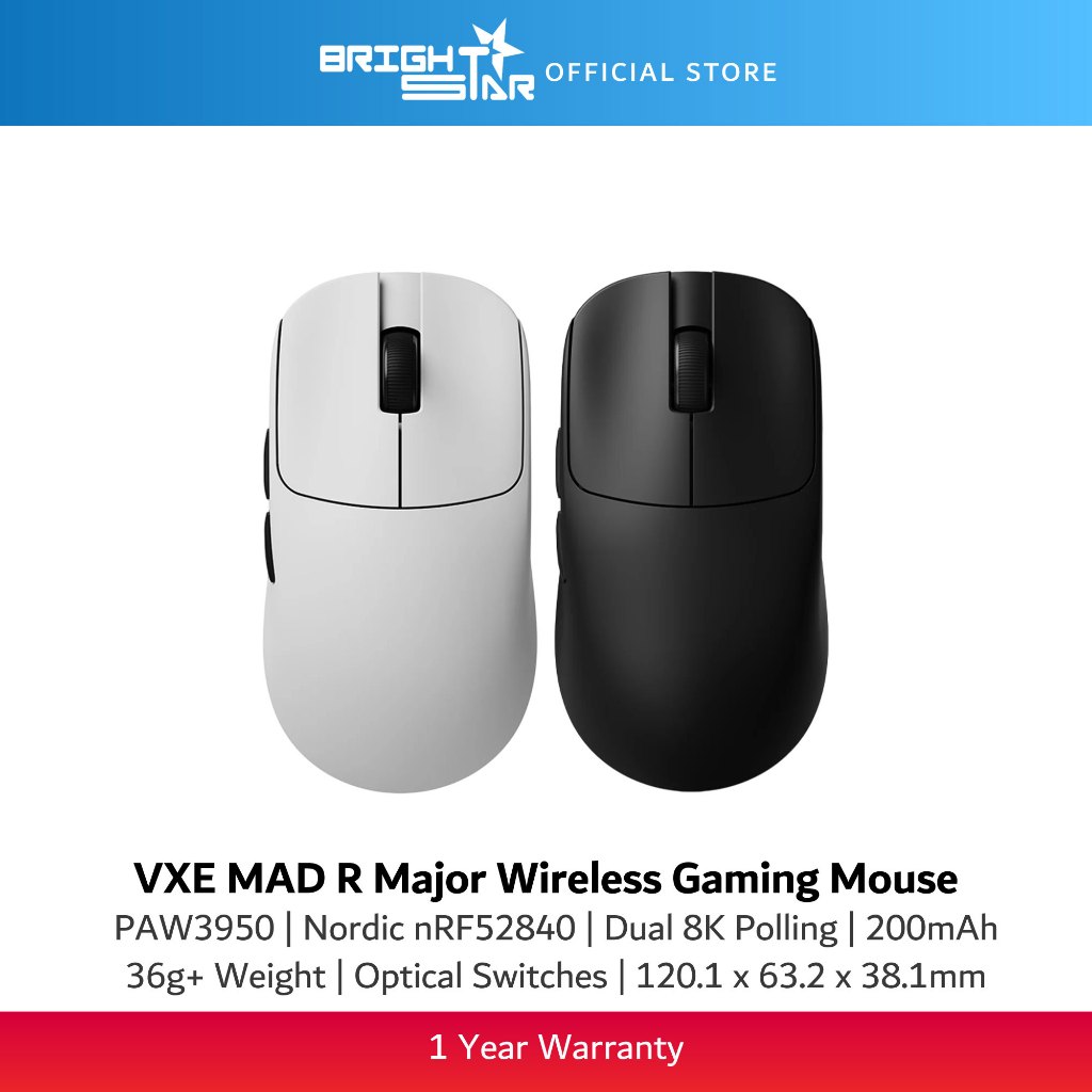VXE MAD R Major 8K Wireless Gaming Mouse - Black/White | Shopee Malaysia