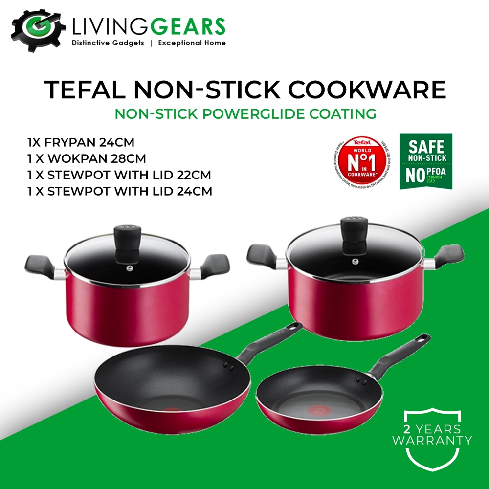 Tefal Cookware Cooking Non-Stick Wokpan Frypan Stewpot (22cm/24cm/28cm ...