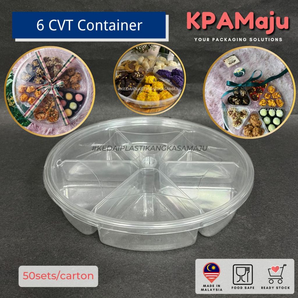 [50sets/carton] 6 Cavity Container with Lock - Bekas Kuih Raya ...