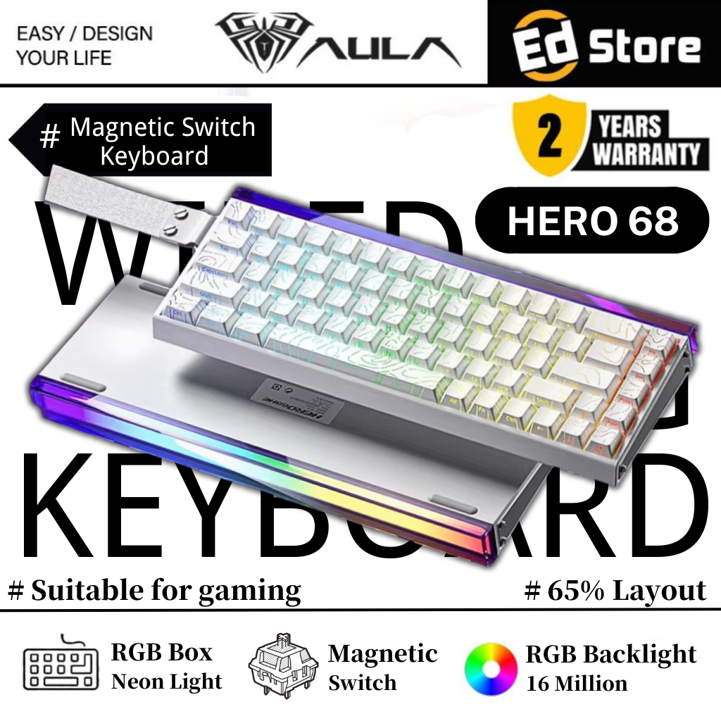 AULA HERO68 Magnetic Switch Keyboard | 65% Layout | RGB Neon Light Box ...