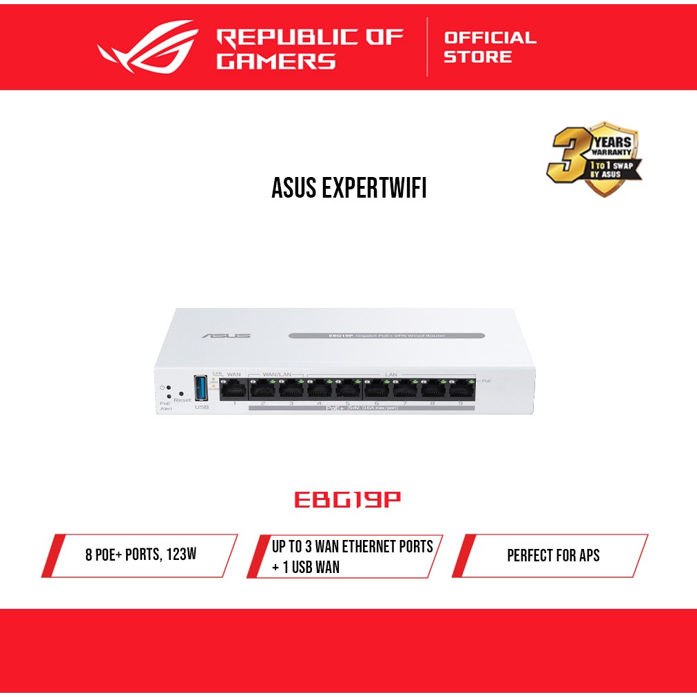 ASUS Expert Wi-Fi Gigabit Poe+ VPN Wired Router (123W) EBG19P | Shopee ...