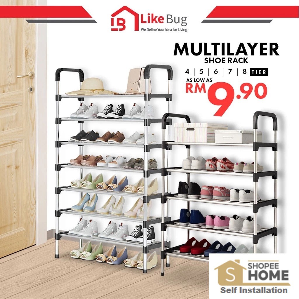 ⚡️LIKE BUG⚡️MAX Space Saving Stackable Shoe Rack/ RAK KASUT / Stainless ...