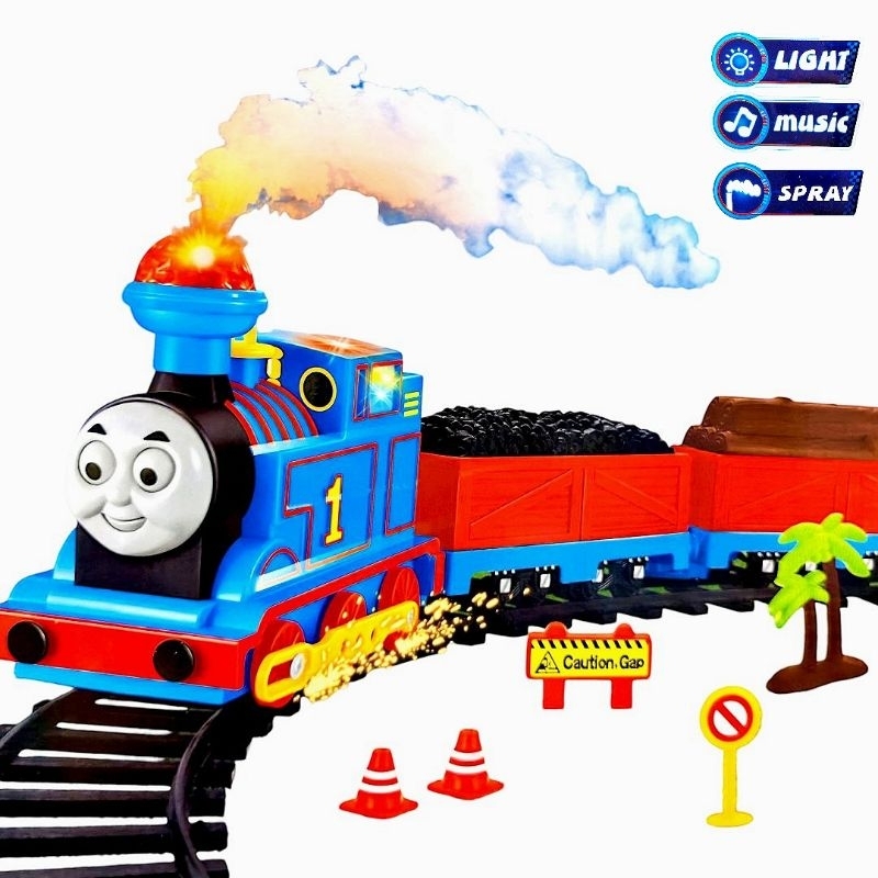 Set Kereta Api Asap & Berbunyi/ Battery-Powered Train Set with Spray ...