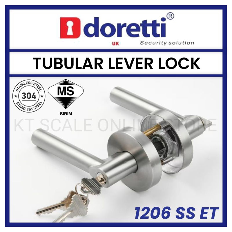 STAINLESS STEEL 304) SIRIM DORETTI TUBULAR LEVER LOCK 1206 | Shopee ...