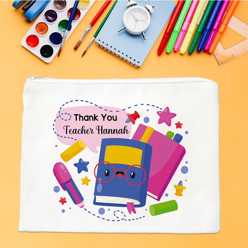 Thank You Teacher Pouch Personalised With Name/text, Hadiah Hari Guru ...