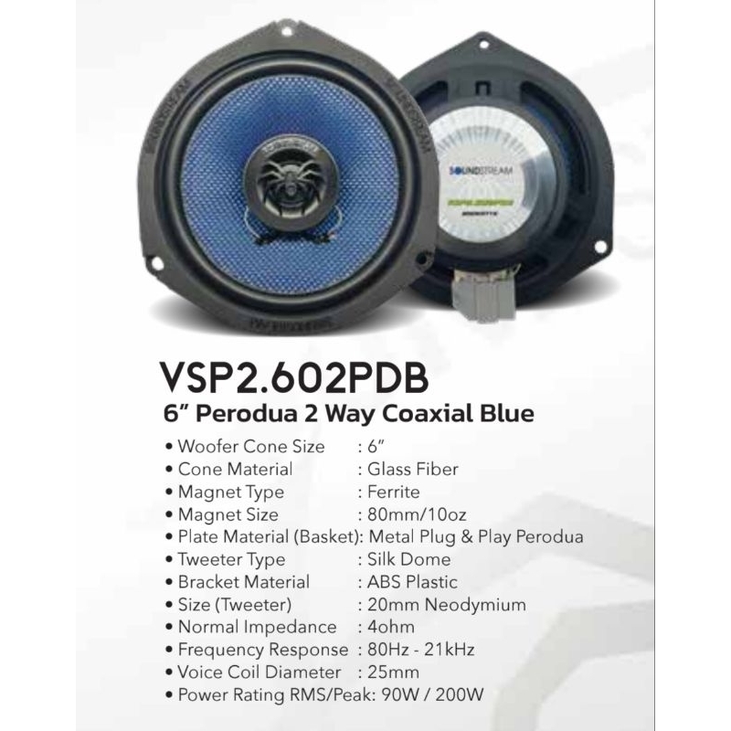 Soundstream VSP2 series VSP2.602PDB perodua PNP 6