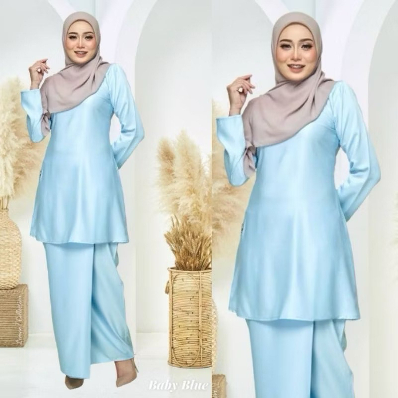 💥(SIZE XS-5XL) KURUNG RIAU MODEN PLAIN RAYA 2025 BRIDESMAID SEDONDON NAVY BLUE | BABY BLUE | TEAL BLUE | ROYAL BLUE