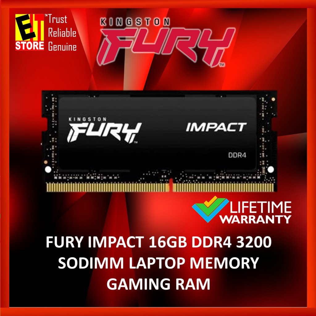 HyperX Fury Impact DDR4 SODIMM Laptop Memory - 16GB Or 32GB Kits (2666MHz - 3200MHz)