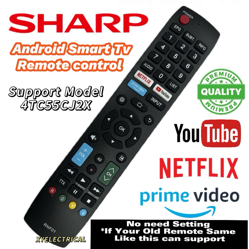 SHARP Smart Android Tv Remote Control 4TC55CJ2X #RNF01LC | Shopee Malaysia