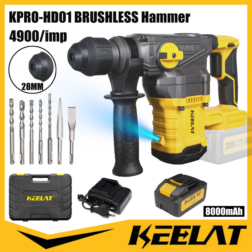 KEELAT KPRO 28MM Hammer Drill Cordless Rotary Impact Drill Brushless ...