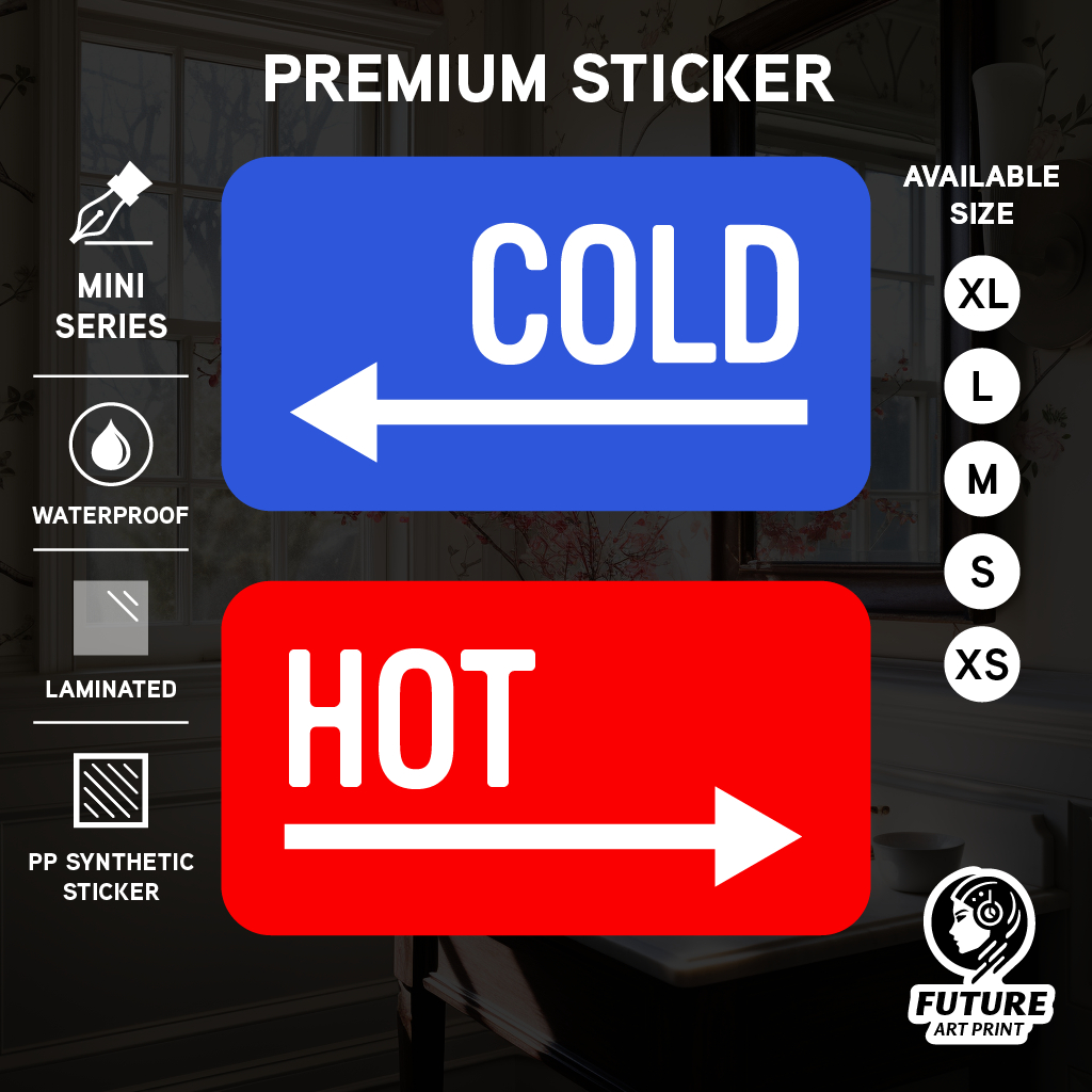 Cold Hot Arrow Direction for Water. Sticker Label Sign Signage Small ...