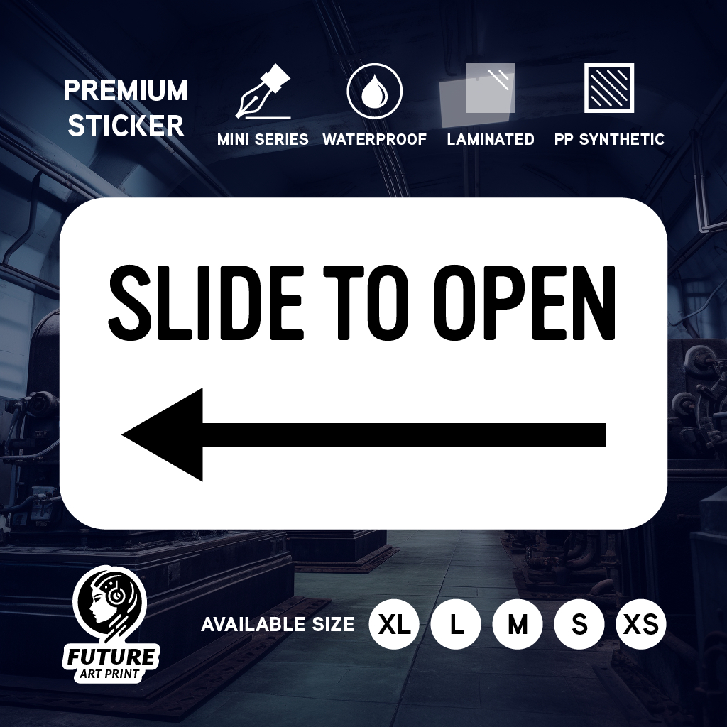 Slide to Open Arrow Left Right. Sticker Label Sign Signage Small Mini ...