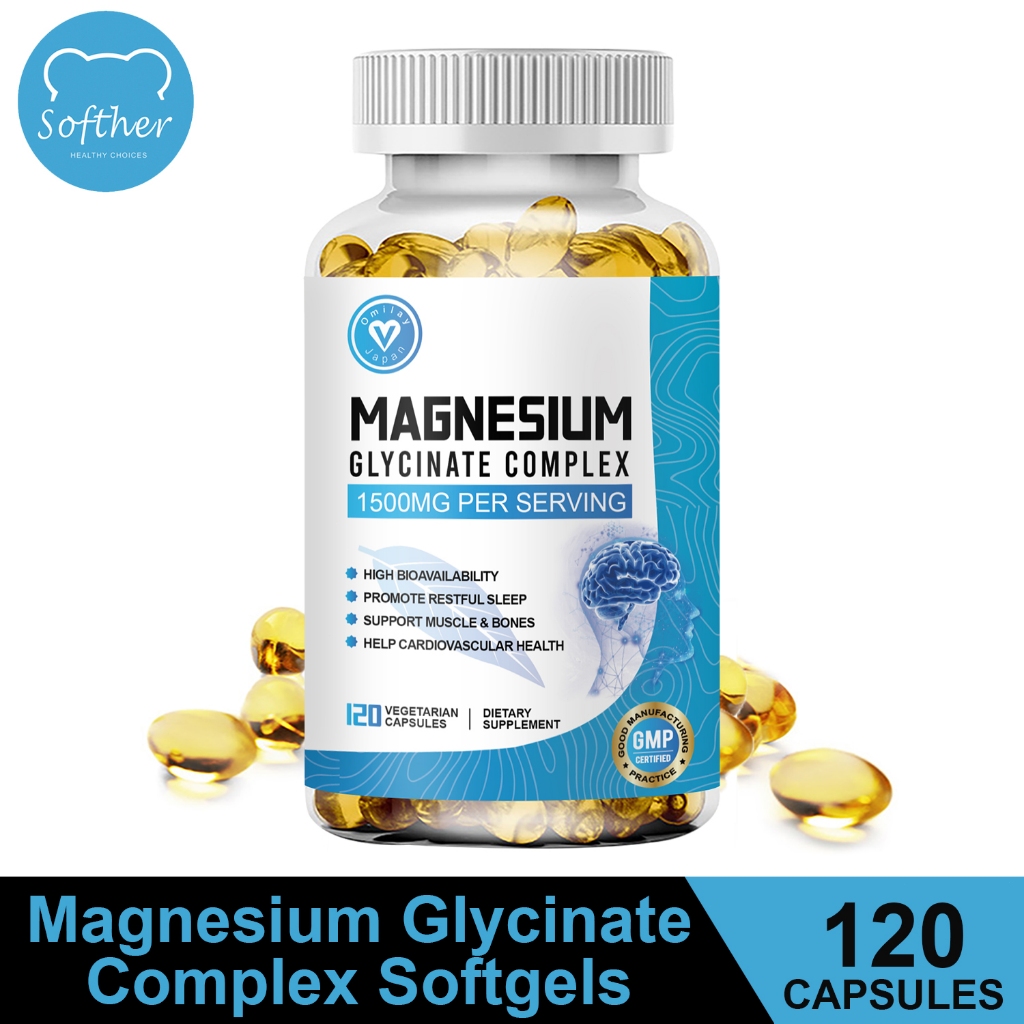 SOFTHER Magnesium Glycinate Capsule Support Nerves Health Bone and ...