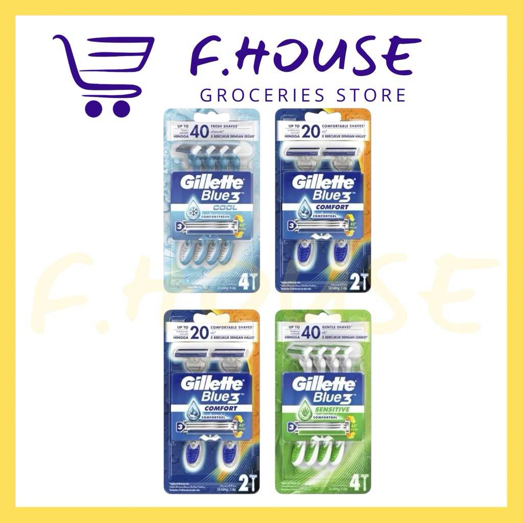 GILLETTE Blue3 Sensitive / Comfort / Cool Disposable Razor (2’s/4’s ...