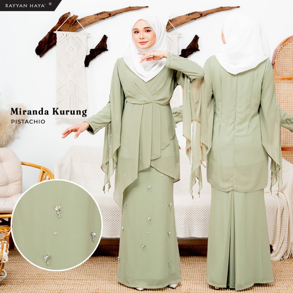 NEW ARRIVAL Rayyan Haya' Miranda Chiffon Kurung Beads (READYSTOCK) Muslimah Plus Size Super Comfy
