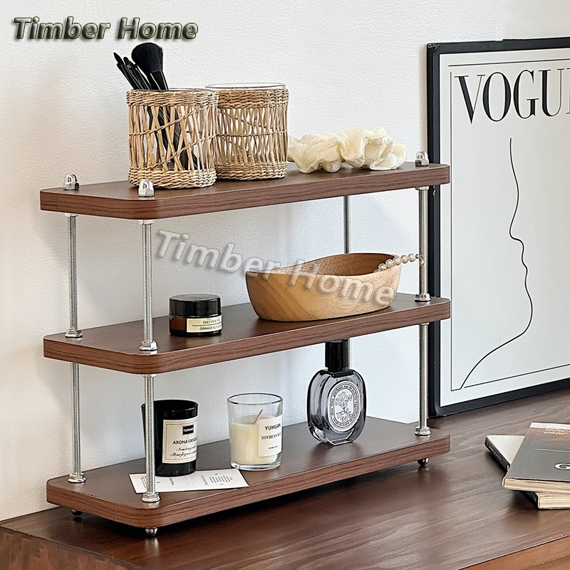 Timber home storage rack Desktop Rack Tabletop Organiser Multi-layer ...