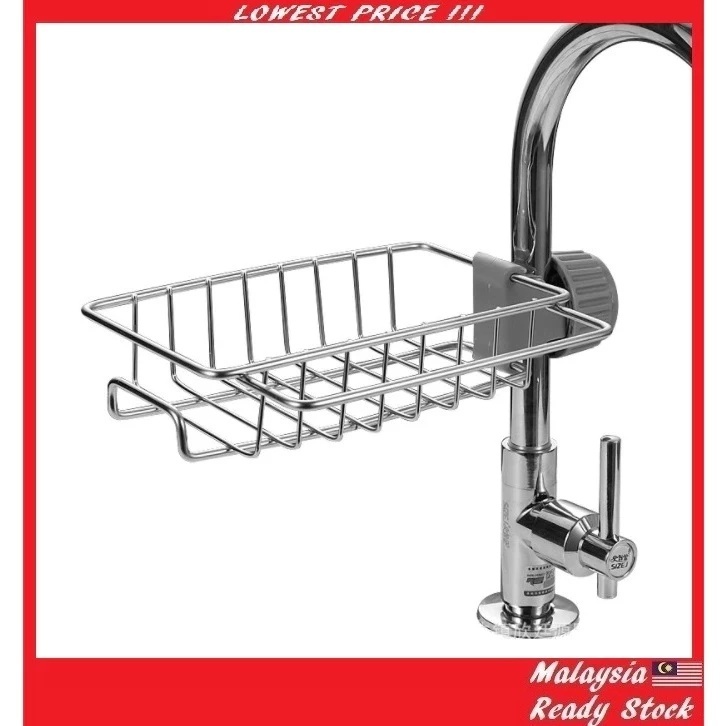 Stainless Steel Faucet Storage Sink Rack Sponge Holder Rak Sabun Dapur ...