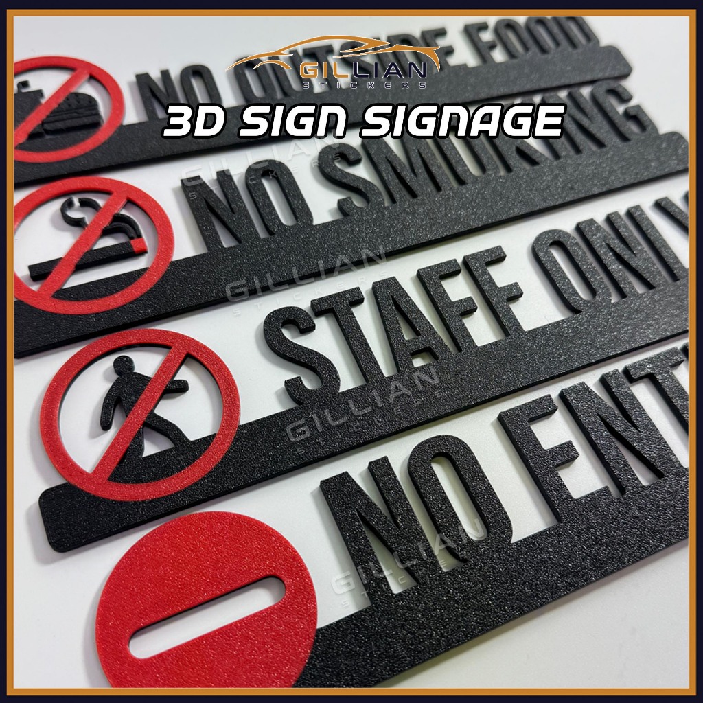 3D Sign Signage -Office, Toilet, Staff Only, No Smoking Designs ...