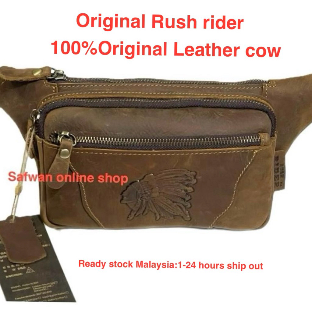 Rush Rider Original Cow Leather Waist Bag Pouch Bag Crossbody Bag Kulit ...