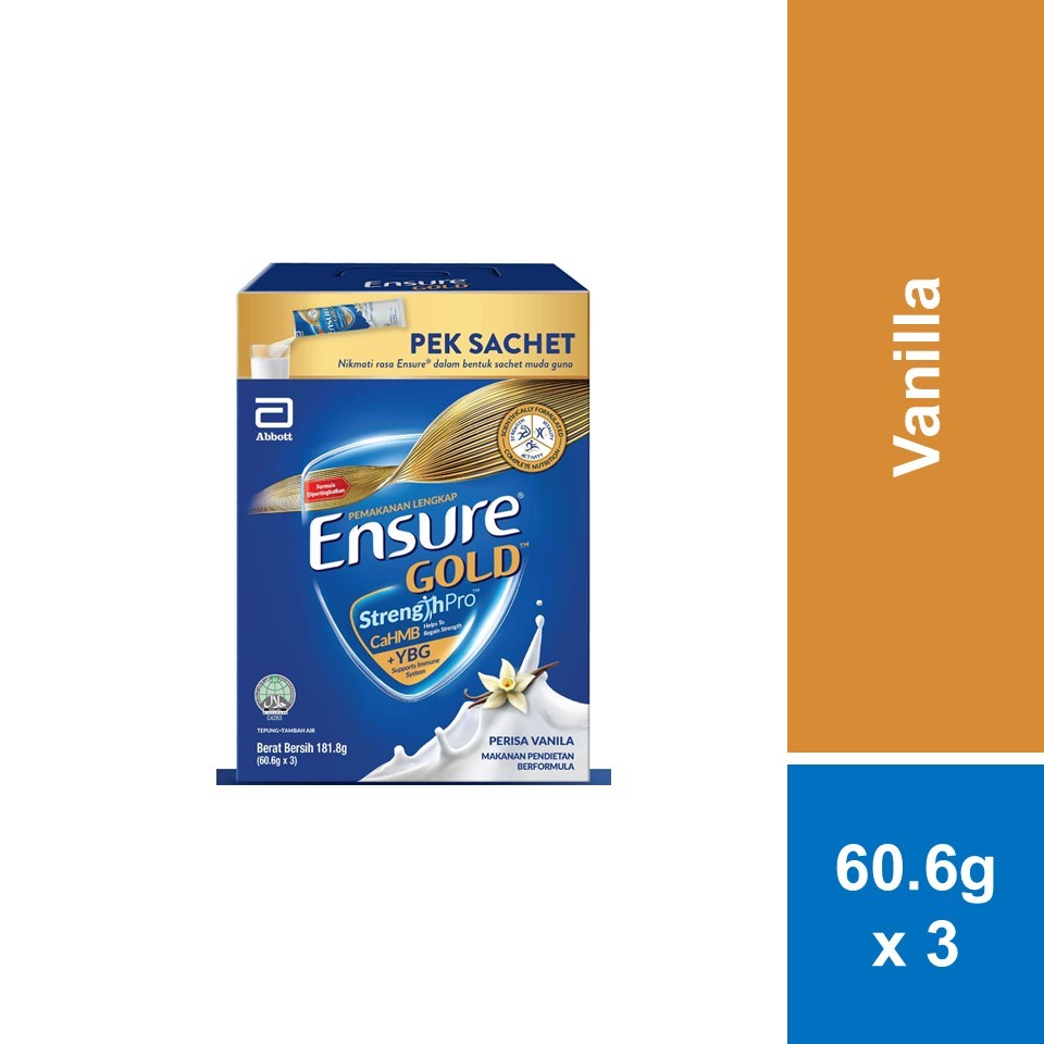 Ensure Gold Travel Pack Vanilla (60.6g X 3) [Exp 28 Feb 2027 & / Later ...