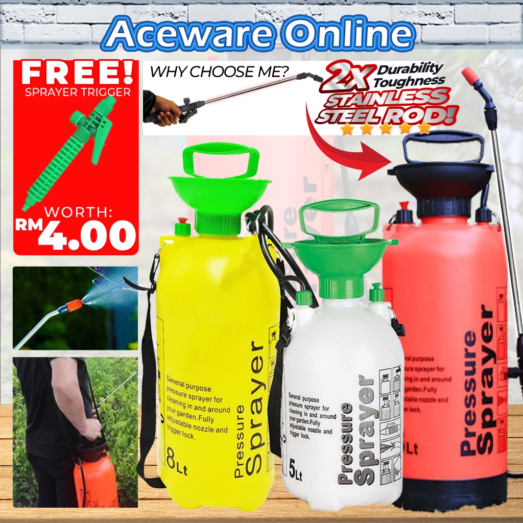 5 / 8 Litre Garden Pressure Sprayer Pump Sprayer and Plastic Pesticide ...