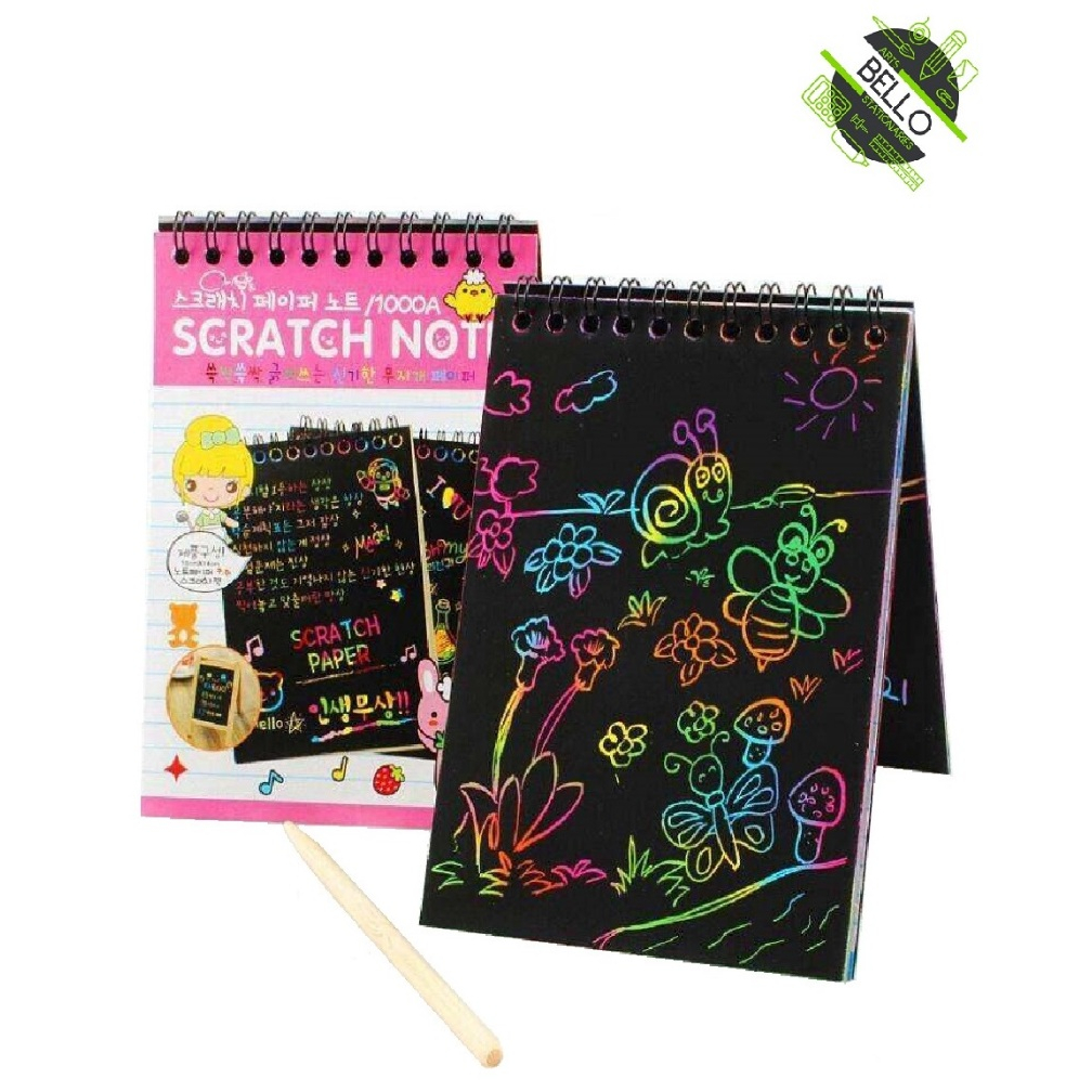 Scratch Pictures Notebook for Children Art Paper Scratch Painting Kit ...