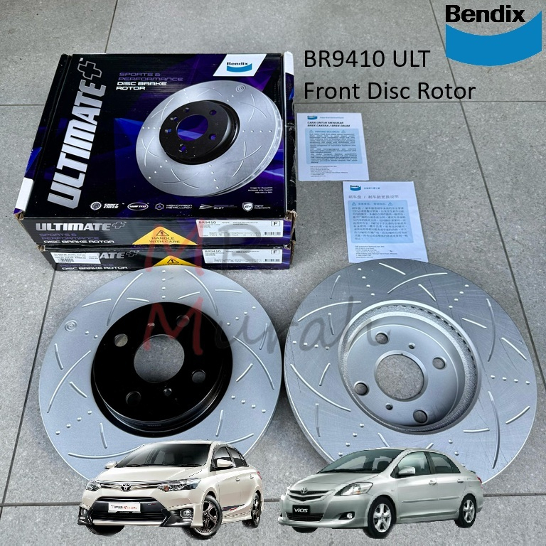 Bendix Ultimate BR9410 Front Disc Rotor Toyota Vios Ncp93 Ncp150 Nsp151 ...
