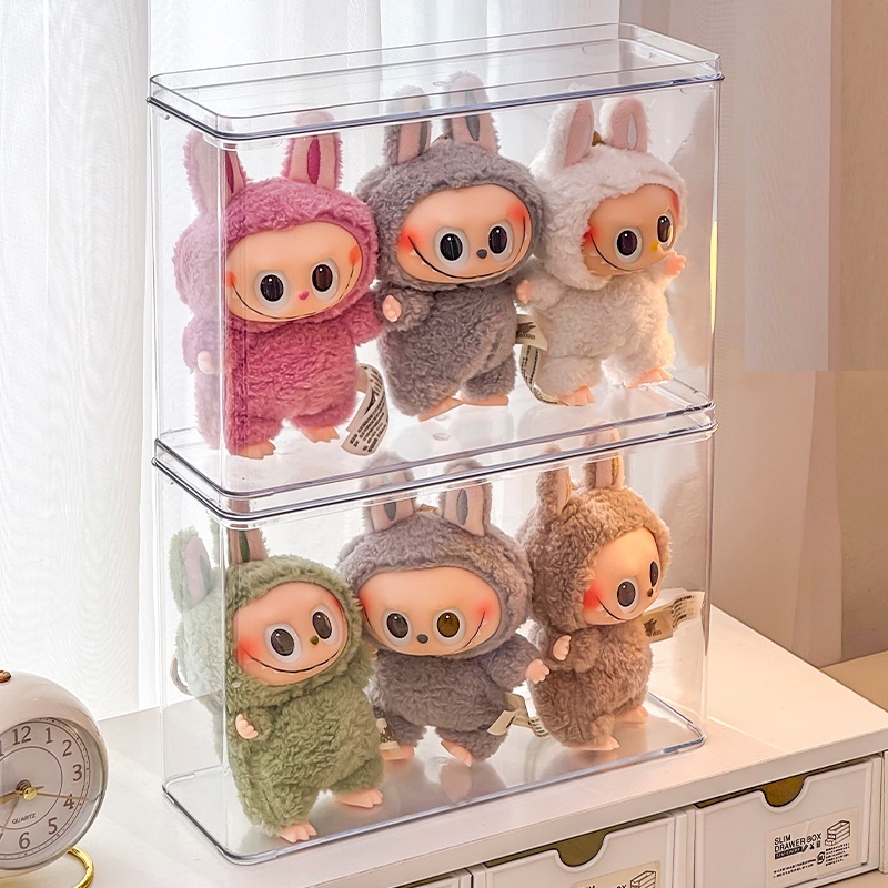 Labubu Display Storage Box Transparent Pop Mart Dustproof Stackable ...