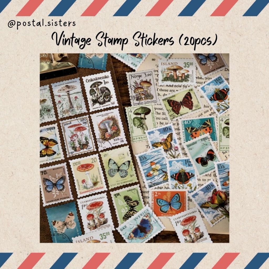 Vintage Stamp Stickers Pack (20pcs) 复古邮票贴纸 | Shopee Malaysia