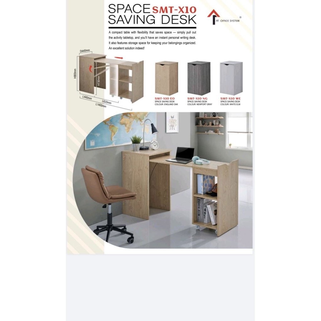 Courier) EOS Space Saving Desk Compact Table Storage Table Study Desk ...