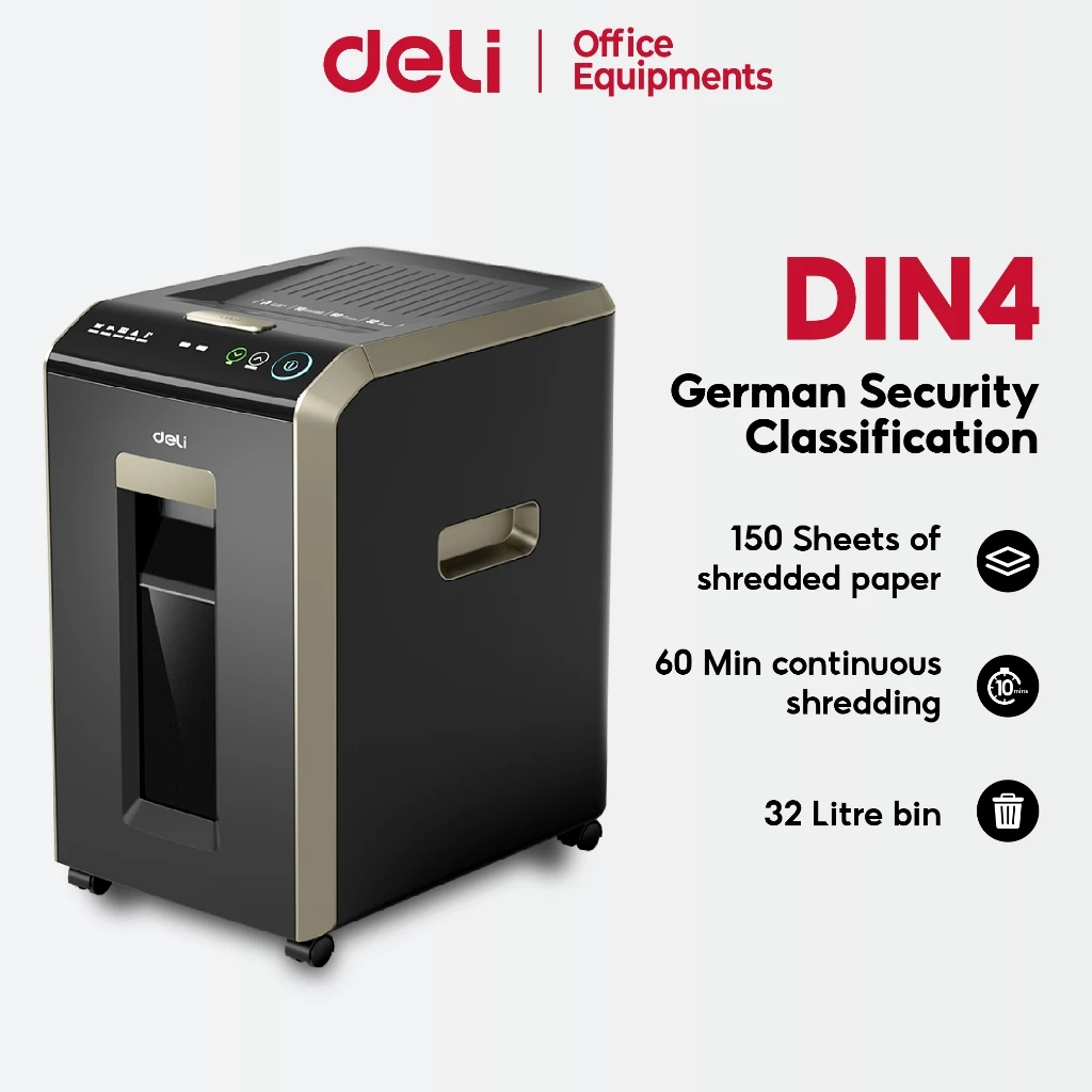 Deli Heavy Duty Auto Feed Paper Shredder Built In Castor Cutter Machine ...