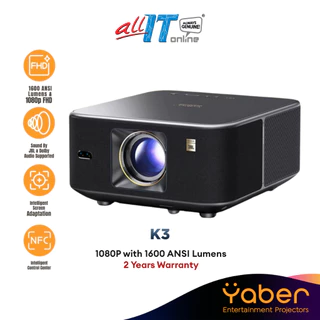 YABER Projector K3 Premier Theater | 1080P with 1600 ANSI Lumens | Built-in Dual 15W JBL Stereo Speakers