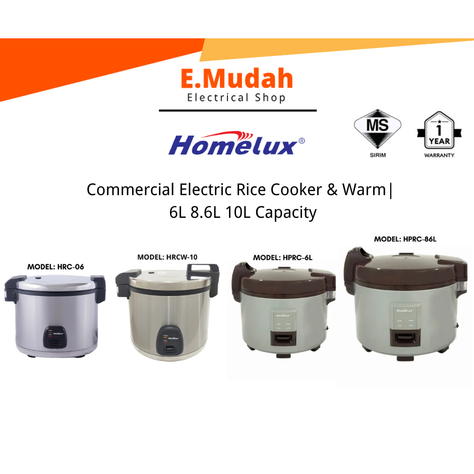 Homelux Commercial Electric Rice Cooker / Warmer | HRC-06 / HRCW-10 ...