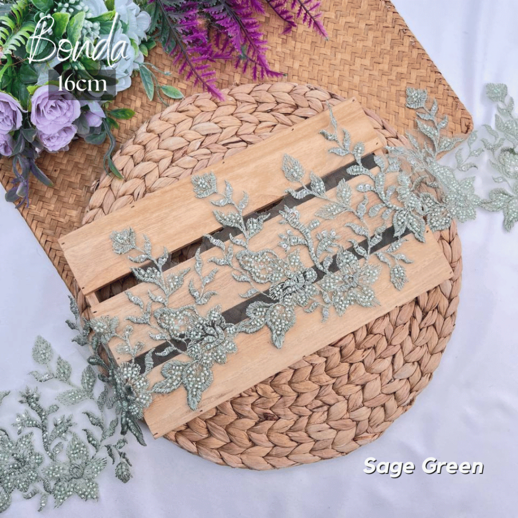 0.5 METER HOT DESIGN! TRIMMING LACE BONDA FULL BEADS BORDER LACE CANTIK ...