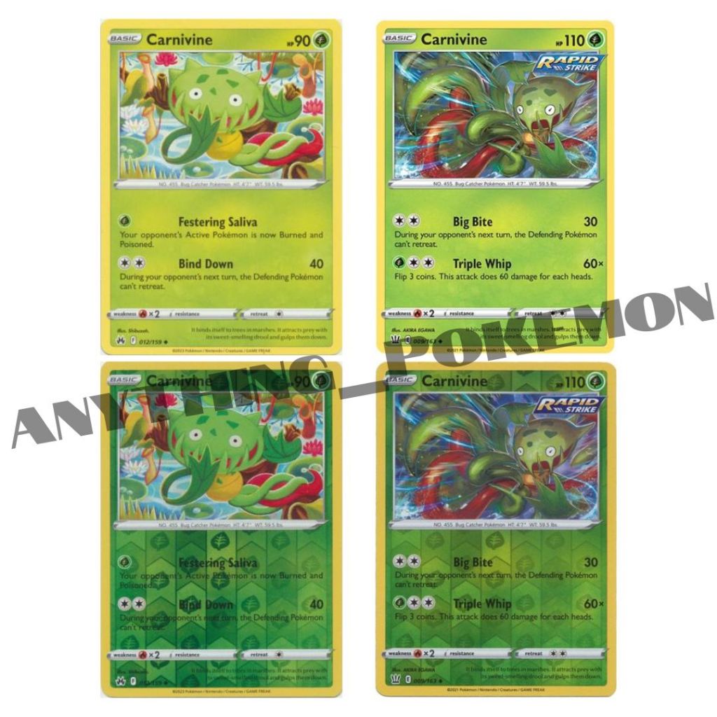 Pokemon Card - Carnivine (012/159), (009/163) - NORMAL/REVERSE HOLO - Crown  Zenith, Battle Styles Singles | Shopee Malaysia